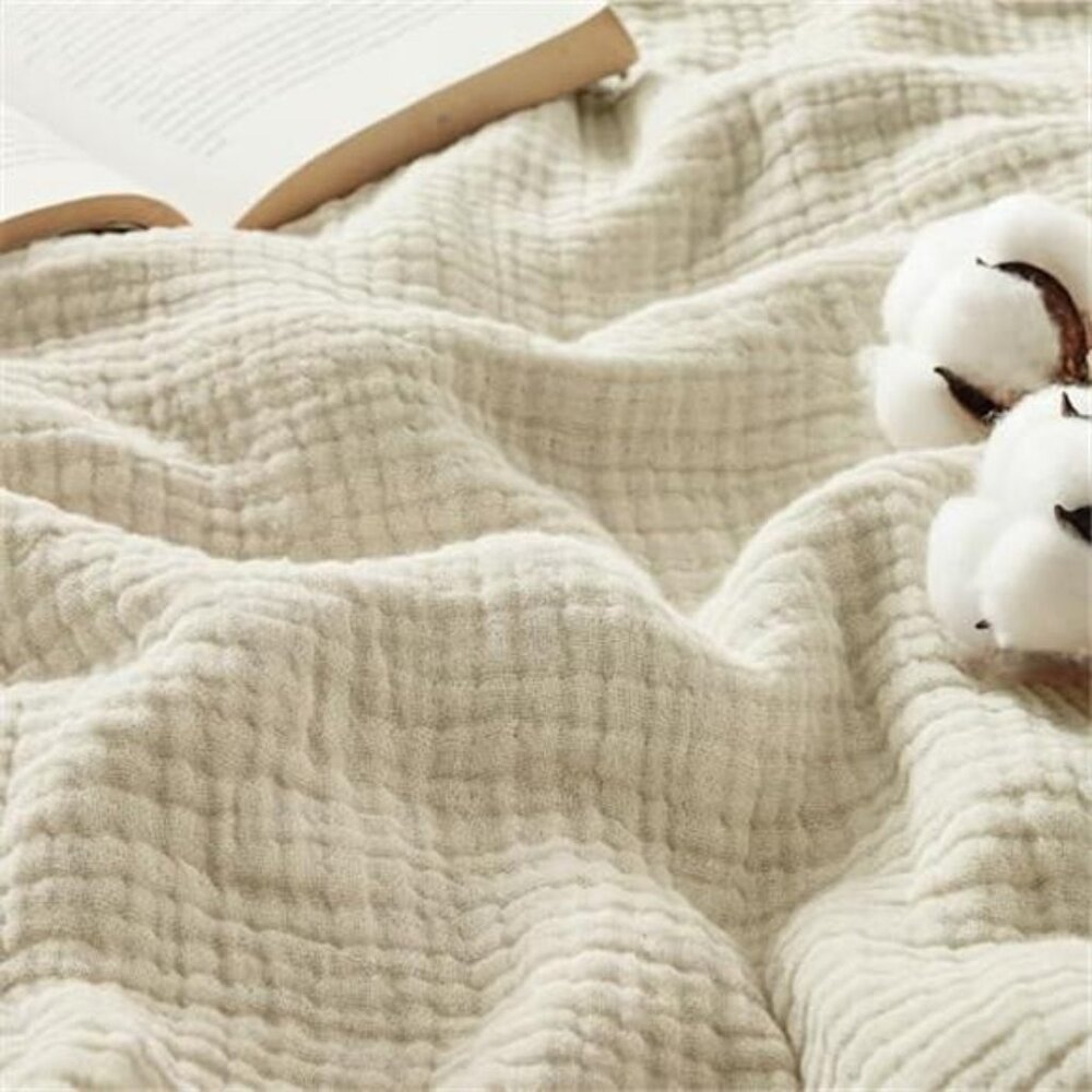 100 Cotton Muslin Blanket 50x70 Large Throw 4 Layer Lightweight Beige